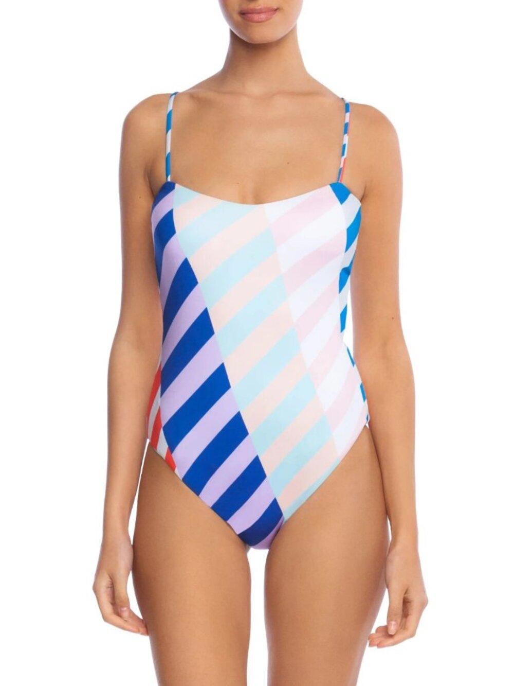 Bikini Lab Women's Sweetheart One Piece Swimsuit, Multi Biased Stripe, Medium